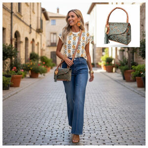 Forest Green Sunflower Embossed Tooled Artisan LEATHER Crossbody Bag Purse